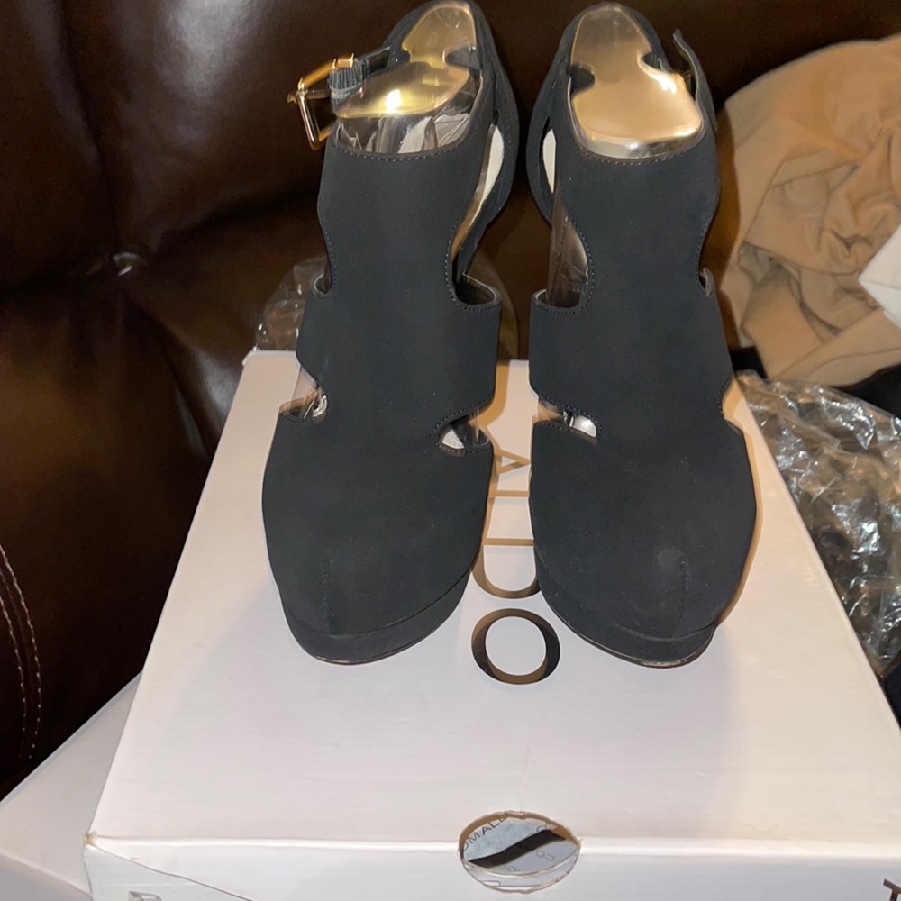 Black suede heels  “All sales final”